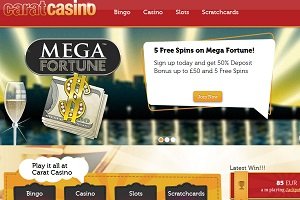 Carat Casino 20 free spins on Mega Fortune