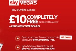 Stake £5 at Sky Vegas Casino and win free spins